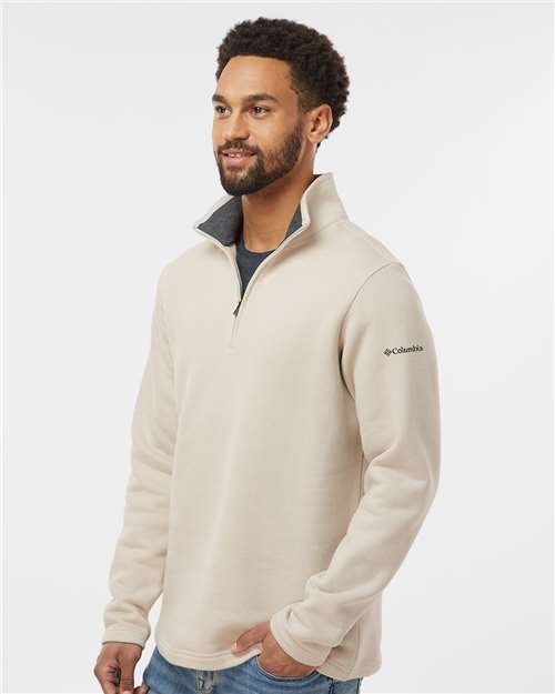 Columbia 212487 Men's Great Hart Mountain™ III Half-Zip Pullover - Dark Stone Heather - OnModelSide