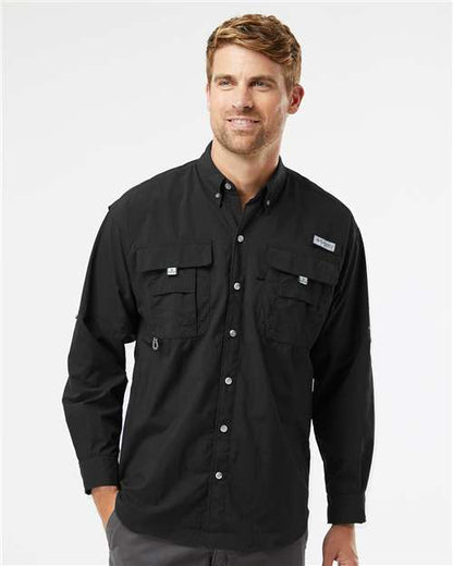 Columbia 212463 Men's PFG Bahama™ II Shirt - Black - OnModelFront