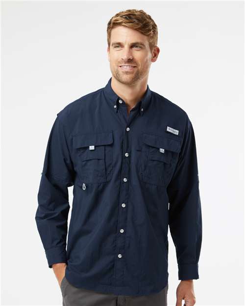 Columbia 212463 Men's PFG Bahama™ II Shirt - Collegiate Navy - OnModelFront