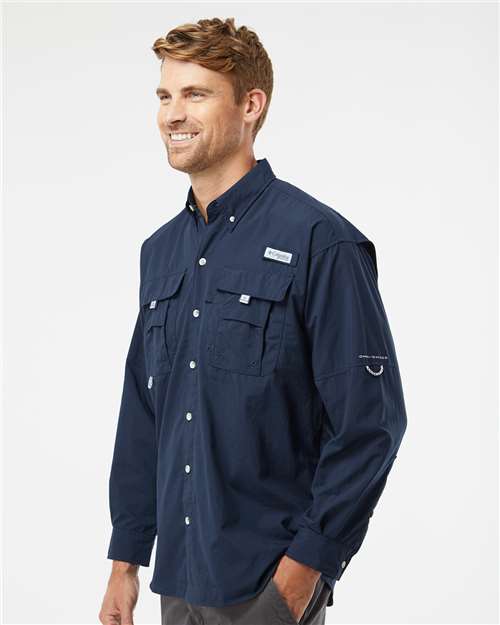 Columbia 212463 Men's PFG Bahama™ II Shirt - Collegiate Navy - OnModelSide
