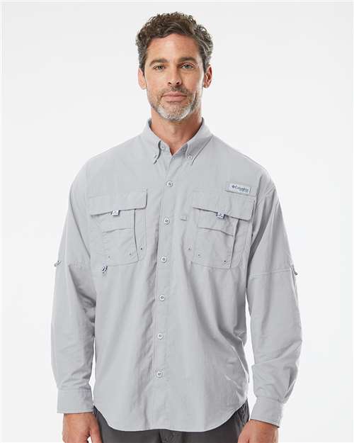 Columbia 212463 Men's PFG Bahama™ II Shirt - Cool Grey - OnModelFront