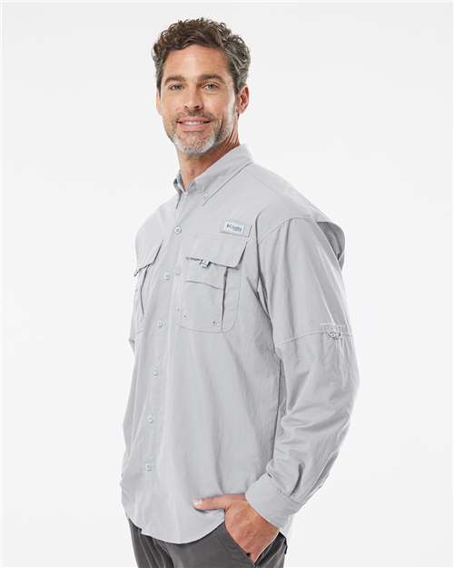 Columbia 212463 Men's PFG Bahama™ II Shirt - Cool Grey - OnModelSide