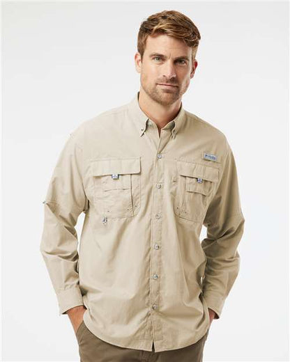 Columbia 212463 Men's PFG Bahama™ II Shirt - Fossil - OnModelFront