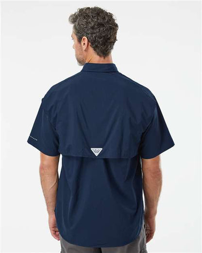 Columbia 212464 Men's PFG Bahama™ II Short Sleeve Shirt - Collegiate Navy - OnModelBack