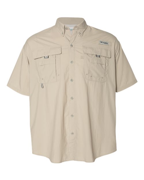 Columbia 212464 Men's PFG Bahama™ II Short Sleeve Shirt - Fossil - Front