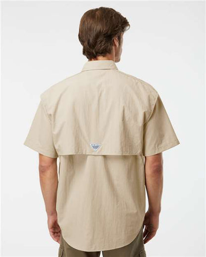 Columbia 212464 Men's PFG Bahama™ II Short Sleeve Shirt - Fossil - OnModelBack