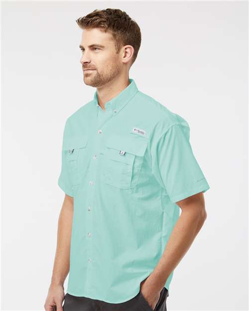 Columbia 212464 Men's PFG Bahama™ II Short Sleeve Shirt - Gulf Stream - OnModelSide