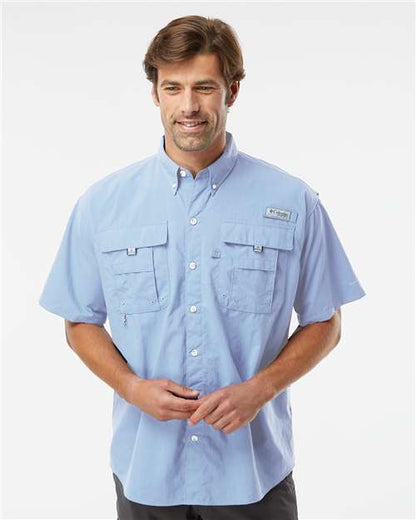 Columbia 212464 Men's PFG Bahama™ II Short Sleeve Shirt - Sail - OnModelFront