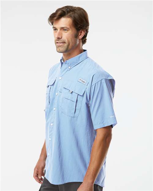 Columbia 212464 Men's PFG Bahama™ II Short Sleeve Shirt - Sail - OnModelSide