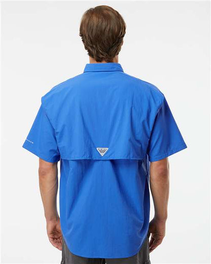 Columbia 212464 Men's PFG Bahama™ II Short Sleeve Shirt - Vivid Blue - OnModelBack