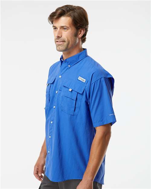 Columbia 212464 Men's PFG Bahama™ II Short Sleeve Shirt - Vivid Blue - OnModelSide