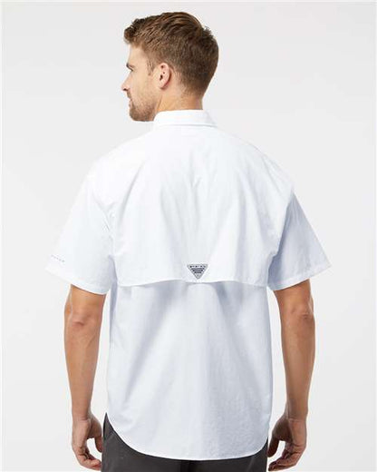 Columbia 212464 Men's PFG Bahama™ II Short Sleeve Shirt - White - OnModelBack