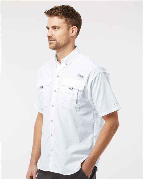 Columbia 212464 Men's PFG Bahama™ II Short Sleeve Shirt - White - OnModelSide
