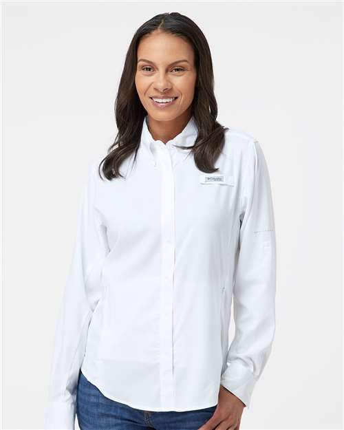 Columbia 212465 Women's PFG Tamiami™ II Shirt - White - OnModelFront