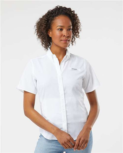 Columbia 212466 Women's PFG Tamiami™ II Short Sleeve Shirt - White - OnModelFront