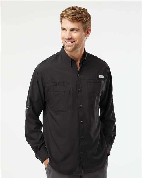Columbia 212467 Men's PFG Tamiami™ II Shirt - Black - OnModelFront