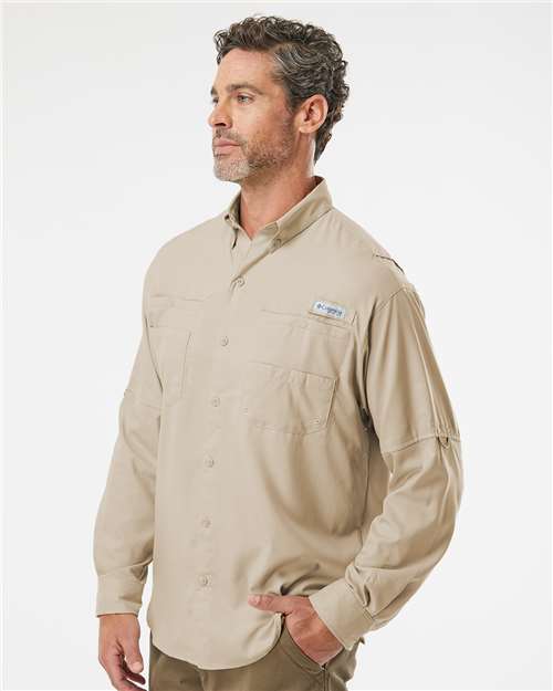 Columbia 212467 Men's PFG Tamiami™ II Shirt - Fossil - OnModelSide