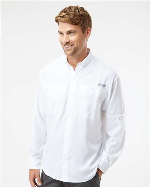 Columbia 212467 Men's PFG Tamiami™ II Shirt - White - OnModelSide