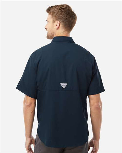 Columbia 212468 Men's PFG Tamiami™ II Short Sleeve Shirt - Collegiate Navy - OnModelBack