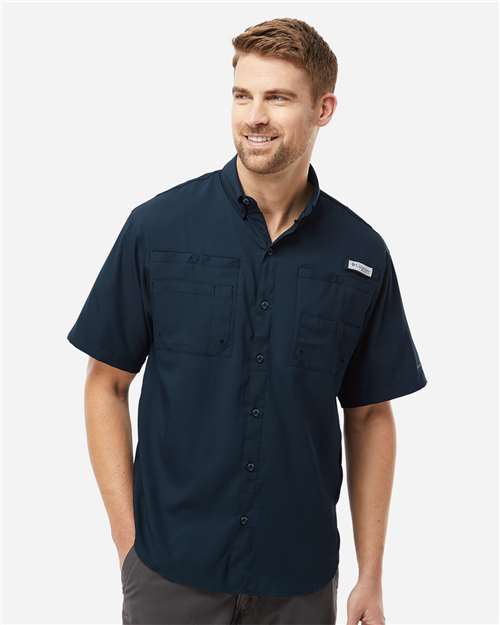 Columbia 212468 Men's PFG Tamiami™ II Short Sleeve Shirt - Collegiate Navy - OnModelFront