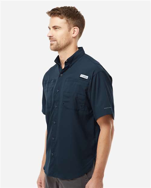 Columbia 212468 Men's PFG Tamiami™ II Short Sleeve Shirt - Collegiate Navy - OnModelSide