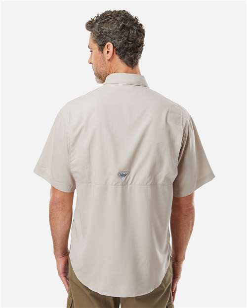 Columbia 212468 Men's PFG Tamiami™ II Short Sleeve Shirt - Fossil - OnModelBack
