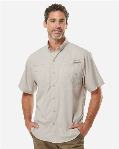 Columbia 212468 Men's PFG Tamiami™ II Short Sleeve Shirt - Fossil - OnModelFront