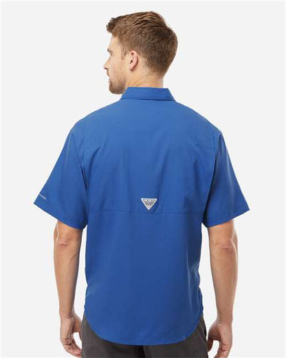 Columbia 212468 Men's PFG Tamiami™ II Short Sleeve Shirt - Vivid Blue - OnModelBack