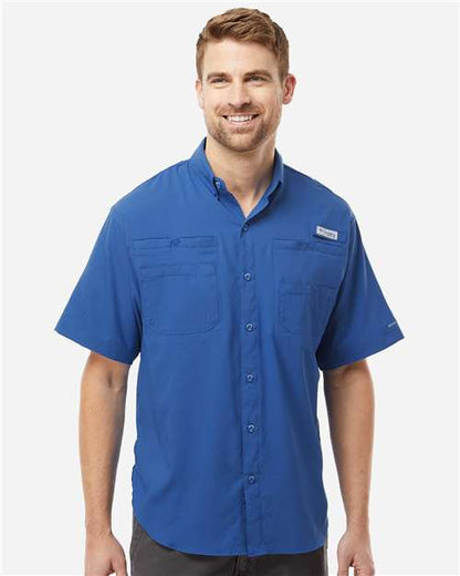 Columbia 212468 Men's PFG Tamiami™ II Short Sleeve Shirt - Vivid Blue - OnModelFront