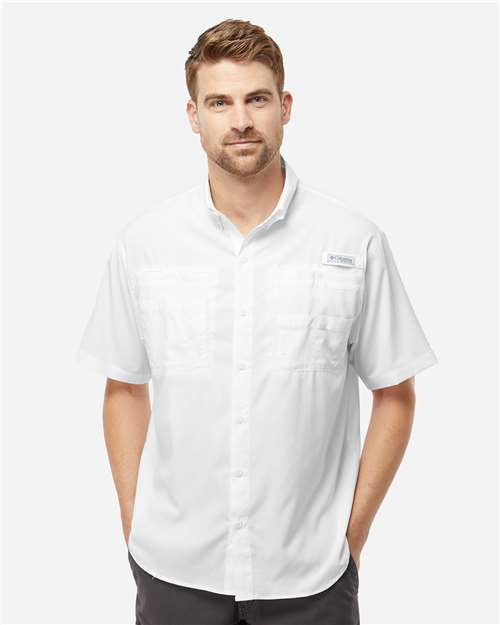 Columbia 212468 Men's PFG Tamiami™ II Short Sleeve Shirt - White - OnModelFront