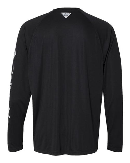 Columbia 212472 Men's PFG Terminal Tackle™ Long Sleeve T-Shirt - Black/ Cool Grey - Back