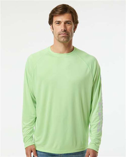 Columbia 212472 Men's PFG Terminal Tackle™ Long Sleeve T-Shirt - Key West/ Cool Grey - OnModelFront