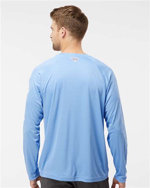 Columbia 212472 Men's PFG Terminal Tackle™ Long Sleeve T-Shirt - White Cap/ White - OnModelBack