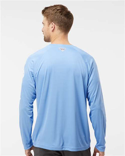 Columbia 212472 Men's PFG Terminal Tackle™ Long Sleeve T-Shirt - White Cap/ White - OnModelBack