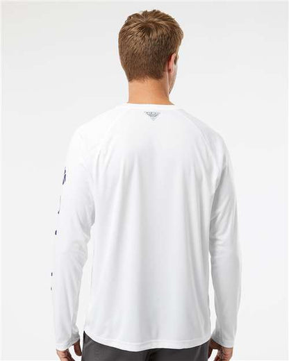 Columbia 212472 Men's PFG Terminal Tackle™ Long Sleeve T-Shirt - White/ Nightshade - OnModelBack