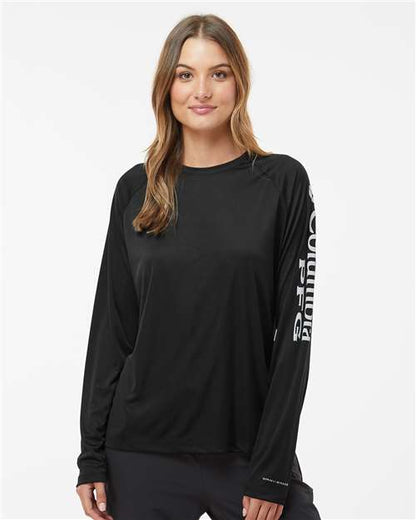 Columbia 212485 Women's PFG Tidal Tee™ II Long Sleeve - Black/ Cirrus Grey - OnModelFront