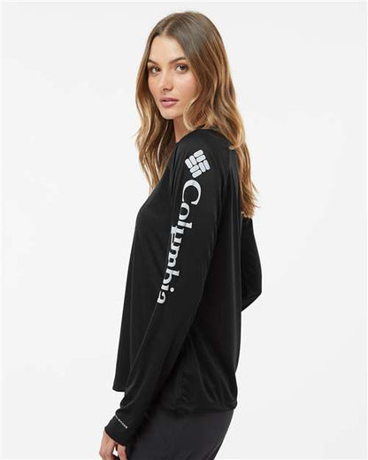 Columbia 212485 Women's PFG Tidal Tee™ II Long Sleeve - Black/ Cirrus Grey - OnModelSide