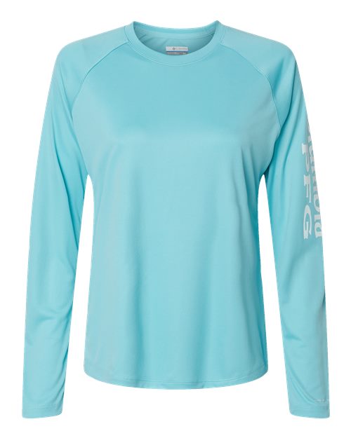 Columbia 212485 Women's PFG Tidal Tee™ II Long Sleeve - Clear Blue/ White - Front