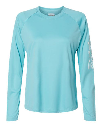 Columbia 212485 Women's PFG Tidal Tee™ II Long Sleeve - Clear Blue/ White - Front
