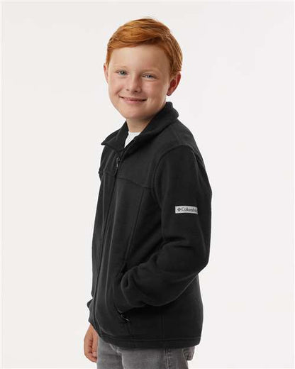 Columbia 212479 Youth Steens Mountain™ II Fleece Full-Zip Jacket - Black - OnModelSide