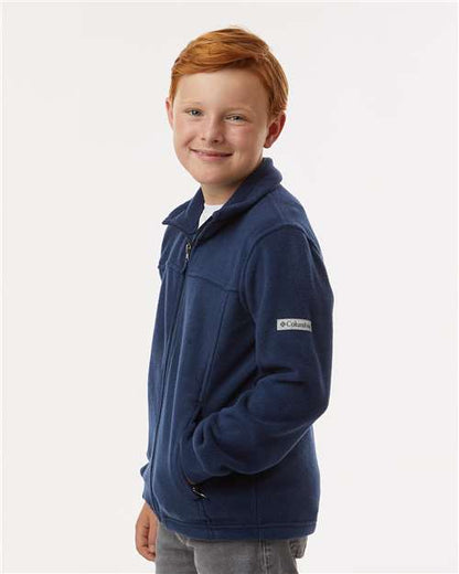 Columbia 212479 Youth Steens Mountain™ II Fleece Full-Zip Jacket - Collegiate Navy - OnModelSide