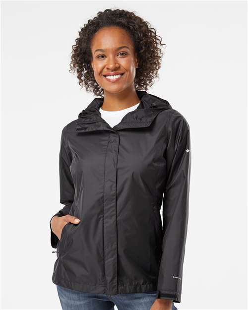 Columbia 212481 Women's Arcadia™ II Rain Jacket - Black - OnModelFront
