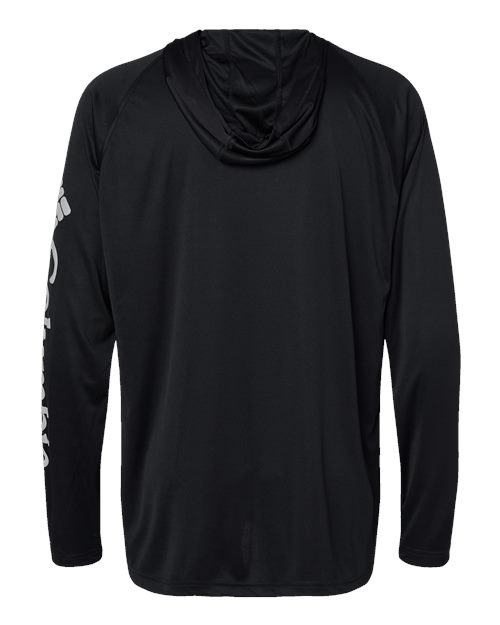 Columbia 212482 Men's PFG Terminal Tackle™ Hooded Long Sleeve T-Shirt - Black/ Cool Grey - Back