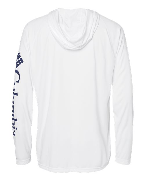 Columbia 212482 Men's PFG Terminal Tackle™ Hooded Long Sleeve T-Shirt - White/ Nightshade - Back