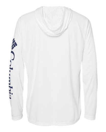 Columbia 212482 Men's PFG Terminal Tackle™ Hooded Long Sleeve T-Shirt - White/ Nightshade - Back