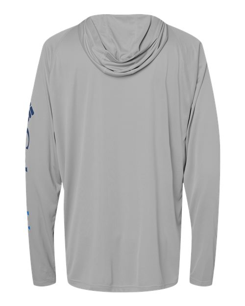 Columbia 212482 Men's PFG Terminal Tackle™ Hooded Long Sleeve T-Shirt - Cool Grey/ Vivid Blue - Back
