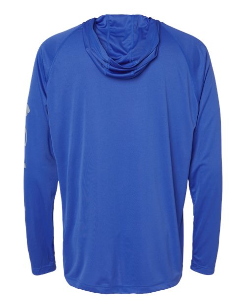 Columbia 212482 Men's PFG Terminal Tackle™ Hooded Long Sleeve T-Shirt - Vivid Blue/ Cool Grey - Back