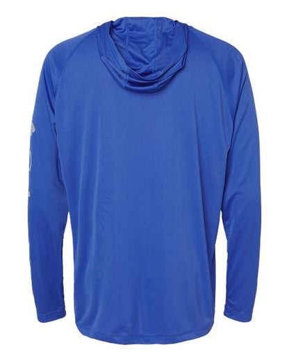 Columbia 212482 Men's PFG Terminal Tackle™ Hooded Long Sleeve T-Shirt - Vivid Blue/ Cool Grey - Back