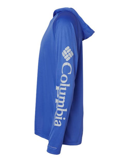 Columbia 212482 Men's PFG Terminal Tackle™ Hooded Long Sleeve T-Shirt - Vivid Blue/ Cool Grey - DirectSide