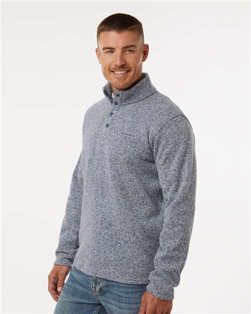 Columbia 209573 Men's Alto Pass™ Fleece Half-Snap Pullover - Dark Mountain Heather - OnModelSide